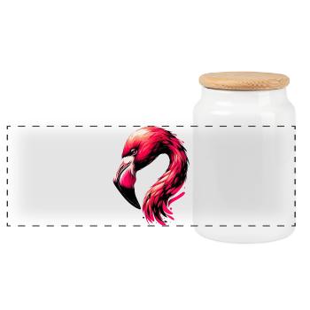 Flamant - Boîte à biscuits avec couvercle en bois - blanc - Devant