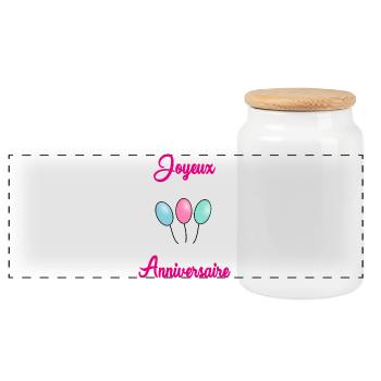 JOYEUX ANNIVERSAIRE - Boîte à biscuits avec couvercle en bois - blanc - Devant