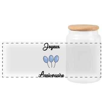 JOYEUX ANNIVERSAIRE. HAPPY BIRTHDAY. ANNIVERSAIRE. - Boîte à biscuits avec couvercle en bois - blanc - Devant
