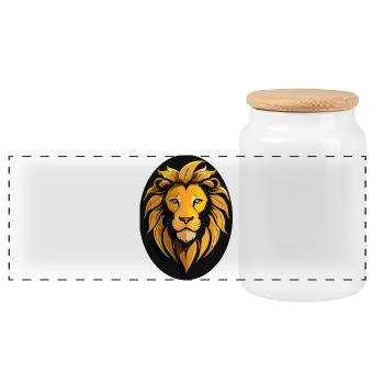 Lion - Boîte à biscuits avec couvercle en bois - blanc - Devant