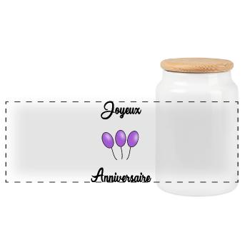 JOYEUX ANNIVERSAIRE - Boîte à biscuits avec couvercle en bois - blanc - Devant