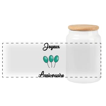 JOYEUX ANNIVERSAIRE. HAPPY BIRTHDAY. ANNIVERSAIRE. - Boîte à biscuits avec couvercle en bois - blanc - Devant