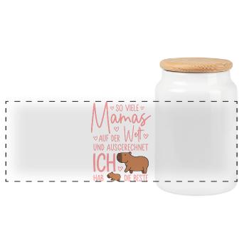 So viele Mamas Beste Mama Baby Muttertag Geschenk - Panorama Keksdose mit Holzdeckel - Weiß - Vorne