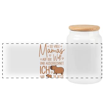 So viele Mamas Beste Mama Baby Muttertag Geschenk - Panorama Keksdose mit Holzdeckel - Weiß - Vorne
