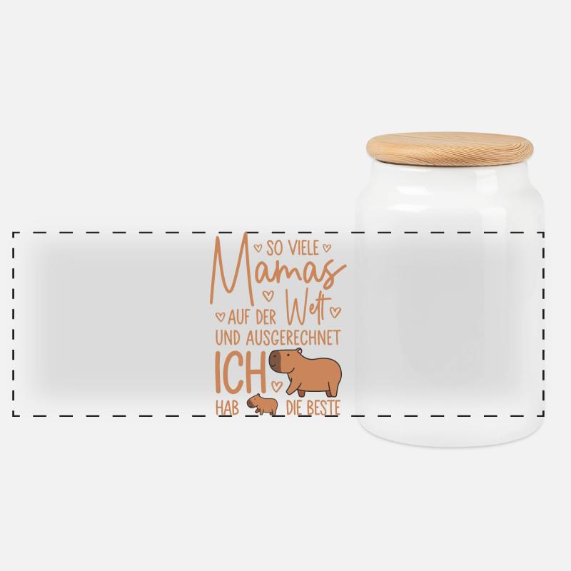 So viele Mamas Beste Mama Baby Muttertag Geschenk - Panorama Keksdose mit Holzdeckel - Weiß