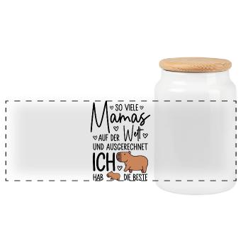 So viele Mamas Beste Mama Baby Muttertag Geschenk - Panorama Keksdose mit Holzdeckel - Weiß - Vorne