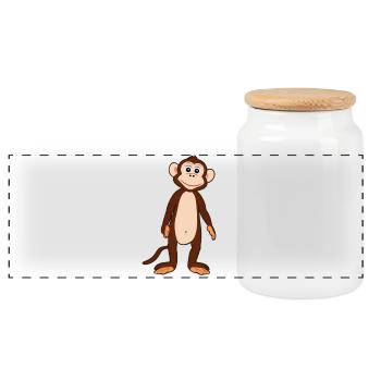 Singe - Boîte à biscuits avec couvercle en bois - blanc - Devant
