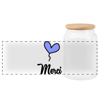 MERCI. THANKS. ANNIVERSAIRE. NAISSANCE. RETRAITE. - Boîte à biscuits avec couvercle en bois - blanc - Devant