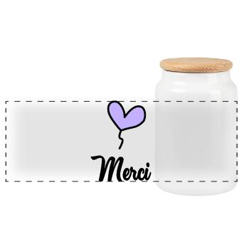 MERCI. MAÎTRESSE. MAÎTRE - Boîte à biscuits avec couvercle en bois - blanc - Devant