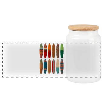 Conception de surfeur coloré pour la mode de plage - Boîte à biscuits avec couvercle en bois - blanc - Devant