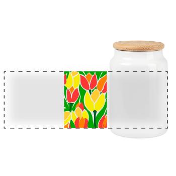 EG Tulipes I Fleurs I Festival des tulipes I Idée cadeau - Boîte à biscuits avec couvercle en bois - blanc - Devant