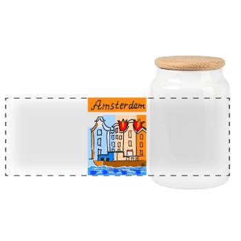 EG Tulipes I Amsterdam I Festival des tulipes I Vacances - Boîte à biscuits avec couvercle en bois - blanc - Devant