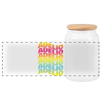 t-shirt Adelio text wave effect wave text - Panoramic Cookie Jar with Wooden Lid - white - Front