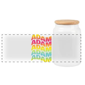 t-shirt Adam text wavy text effect - Panoramic Cookie Jar with Wooden Lid - white - Front