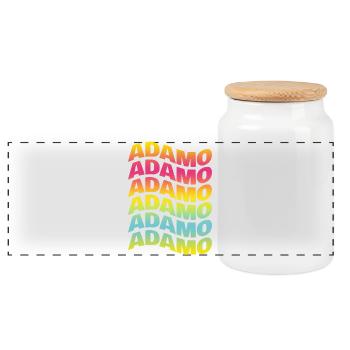 Adam t-shirt text wave effect t-shirt gift - Panoramic Cookie Jar with Wooden Lid - white - Front