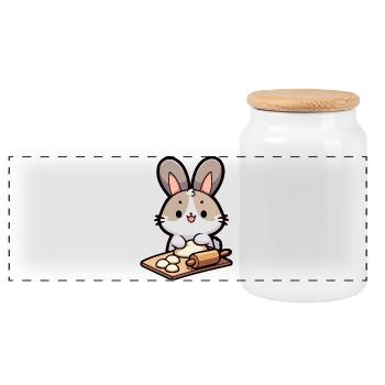 Bunny Baker: Der Teig-Delighter - Panorama Keksdose mit Holzdeckel - Weiß - Vorne