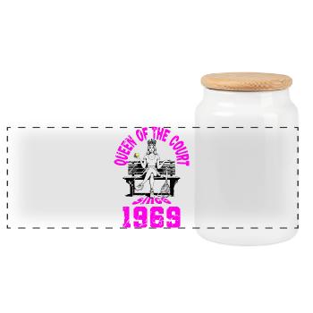 Maillot de tennis anniversaire femme anniversaire 1969 - Boîte à biscuits avec couvercle en bois - blanc - Devant