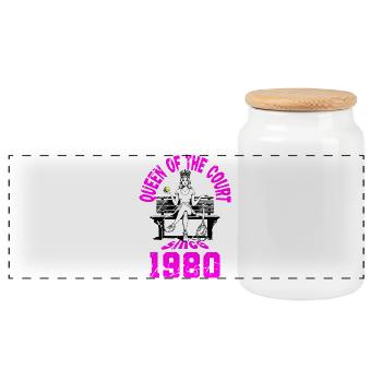 Tennis Shirt Frauen Geburtstag Jubiläum 1980 - Panorama Keksdose mit Holzdeckel - Weiß - Vorne