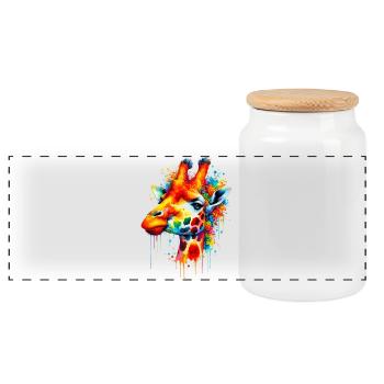 Girafe - Boîte à biscuits avec couvercle en bois - blanc - Devant