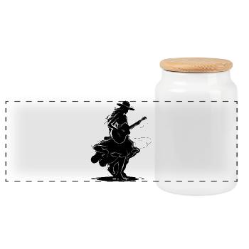 Guitariste - Boîte à biscuits avec couvercle en bois - blanc - Devant