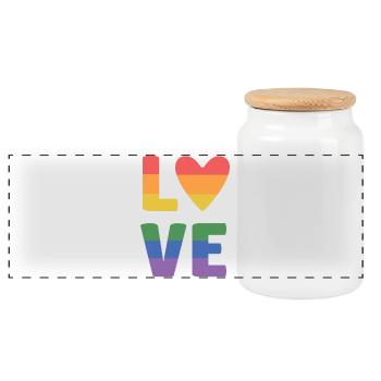 LGBT Pride Month - Love is Love - Panoramic Cookie Jar with Wooden Lid - white - Front