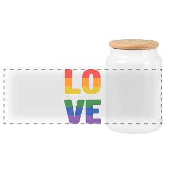 LGBT Pride Month - Love is Love - Panoramic Cookie Jar with Wooden Lid - white - Front