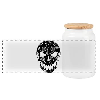 Skull Totenkopf Rowdy Bike Gothic Klapprad Bicycle - Panorama Keksdose mit Holzdeckel - Weiß - Vorne