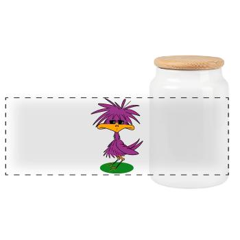Oiseau funky - Boîte à biscuits avec couvercle en bois - blanc - Devant