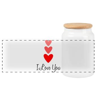 I LOVE YOU. SAINT VALENTIN. EVJF. JE T'AIME - Boîte à biscuits avec couvercle en bois - blanc - Devant