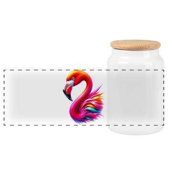 Flamant - Boîte à biscuits avec couvercle en bois - blanc - Devant