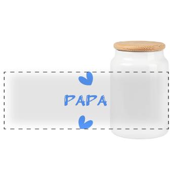 DAD. FATHER'S DAY. HAPPY FATHER'S DAY. HAPPY BIRTHDAY. - Panoramic Cookie Jar with Wooden Lid - white - Front