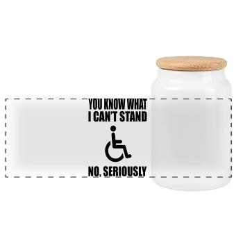 Vous savez ce que je ne supporte pas. Humour en fauteuil roulant * - Boîte à biscuits avec couvercle en bois - blanc - Devant