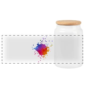 Bunte Farbspritzer - Farbverlauf Aquarell - Panorama Keksdose mit Holzdeckel - Weiß - Vorne