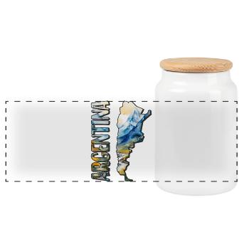 Watercolor Map Argentina - Panoramic Cookie Jar with Wooden Lid - white - Front
