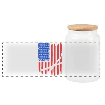 Drumstick Amerikanische Flagge - Panorama Keksdose mit Holzdeckel - Weiß - Vorne