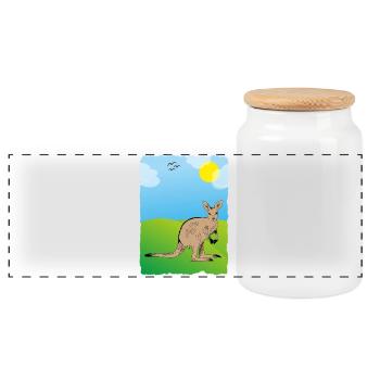Känguru - Panorama Keksdose mit Holzdeckel - Weiß - Vorne
