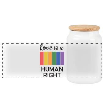 Mois de la fierté LGBT - L’amour est un droit humain - Boîte à biscuits avec couvercle en bois - blanc - Devant