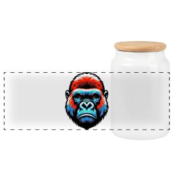 Gorilla - Panorama Keksdose mit Holzdeckel - Weiß - Vorne