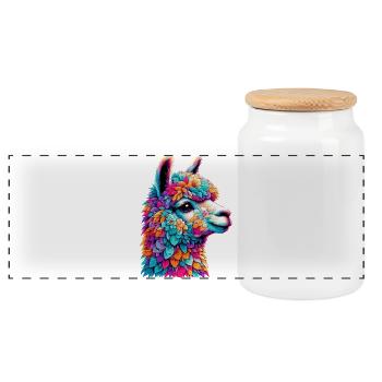Alpaga - Boîte à biscuits avec couvercle en bois - blanc - Devant