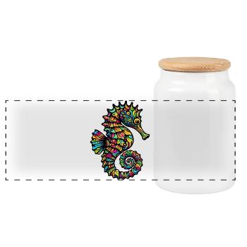 hippocampe - Boîte à biscuits avec couvercle en bois - blanc - Devant