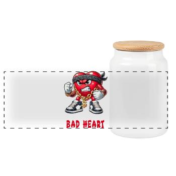 Böses Herz Gangster Design - Panorama Keksdose mit Holzdeckel - Weiß - Vorne