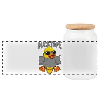 Duck Tape | Ducklings with Duct Tape - Panoramic Cookie Jar with Wooden Lid - white - Front