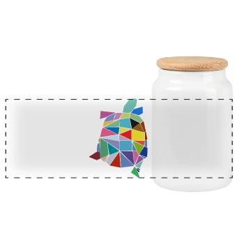 Turtle colorful - Panoramic Cookie Jar with Wooden Lid - white - Front