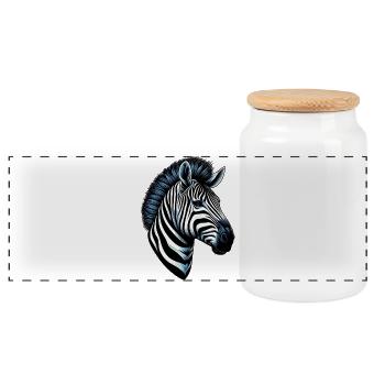 Zebra - Panorama Keksdose mit Holzdeckel - Weiß - Vorne
