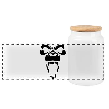 Black Gorilla - Panoramic Cookie Jar with Wooden Lid - white - Front