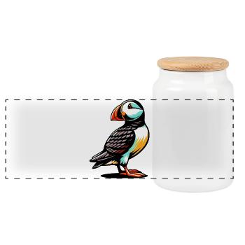 Macareux - Boîte à biscuits avec couvercle en bois - blanc - Devant