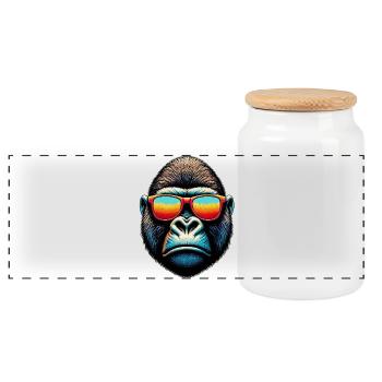 Gorillas mit Sonnenbrille - Panorama Keksdose mit Holzdeckel - Weiß - Vorne