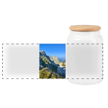 Die Klippen des Vercors - Panorama Keksdose mit Holzdeckel - Weiß - Vorne
