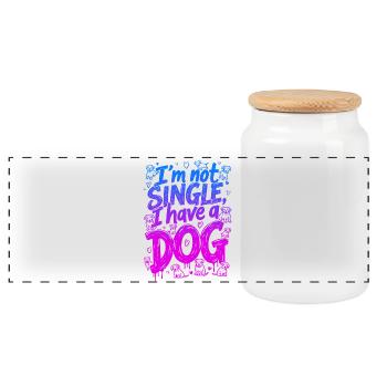 I'M NOT SINGLE, I HAVE A DOG - Panoramic Cookie Jar with Wooden Lid - white - Front