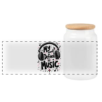 MON HUMEUR ? DÉFINI PAR LA MUSIQUE - Boîte à biscuits avec couvercle en bois - blanc - Devant